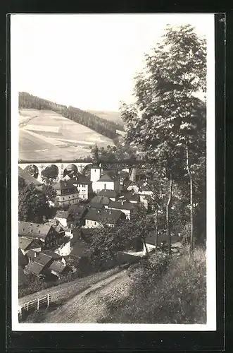 AK Ludwigsstadt, Teilansicht mit Eisenbahnviadukt