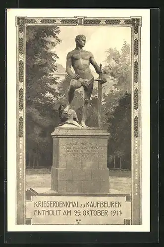AK Kaufbeuren, Kriegerdenkmal, Enthüllt am 29. Oktober 1911
