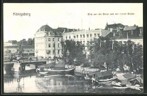 AK Königsberg, Blick von der Börse nach der grünen Brücke