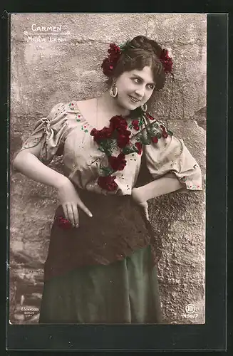 AK Opernsängerin Maria Labia in der Rolle der Carmen