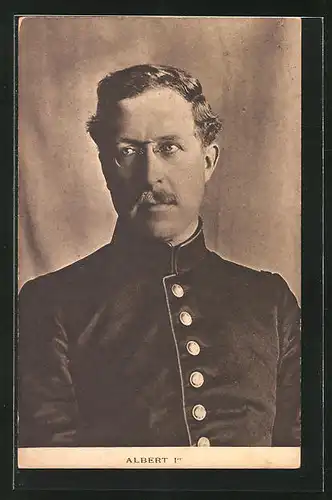 AK Albert Ier, König von Belgien, Portrait in Uniform mit Zwicker