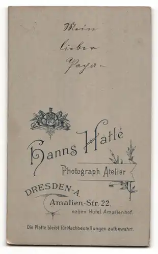 Fotografie Hanns Hatle, Dresden-A., Portrait Portrait bürgerlicher Herr mit Bart u. zeitgenöss. Frisur im Anzug