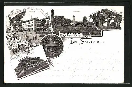 AK Bad Salzhausen, Kurhaus, Wasserwerk, Tanzsaal