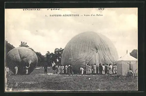 AK Sapeurs-Aérostiers, Visite d`un Ballon, Ballontruppen