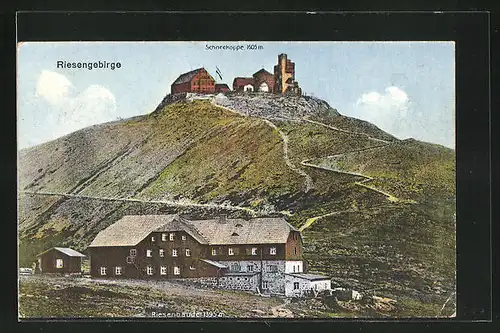 AK Riesengebirge, Riesenbaude und Schneekoppe