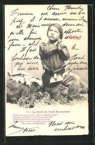 AK Le Noel du Petit Ramoneur, Kleiner Schornsteinfeger beim innigen Gebet