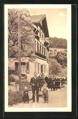 AK Sulzbach, Liliputaner vor dem Gasthaus zum Falken