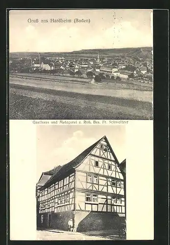 AK Hardheim / Baden, Ortsansicht, Gasthaus und Metzgerei z. Ross
