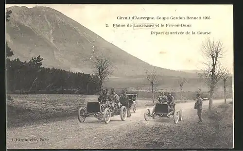 AK Laschamps, Circuit d` Auvergne, Coupe gordon Bennett 1905, Plaine de L. et le Puy-de-Dome, Autorennen