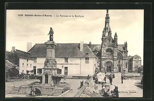 AK Sainte-Anne-d`Auray, La Fontaine et la Basilique