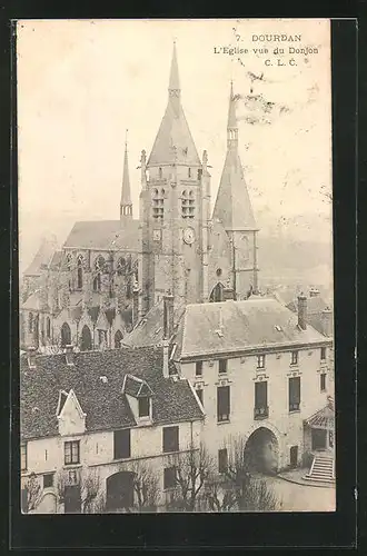 AK Dourdan, L'Eglise vue du Donjon