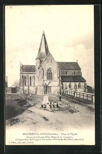 AK Beaumont-en-Auge, Place de l` Eglise