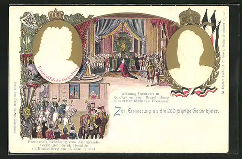 Präge-AK von Preussen, Erinnerung an die 200 jährige Gedenkfeier, Friedrich I. König von Preussen und Kaiser Wilhelm II