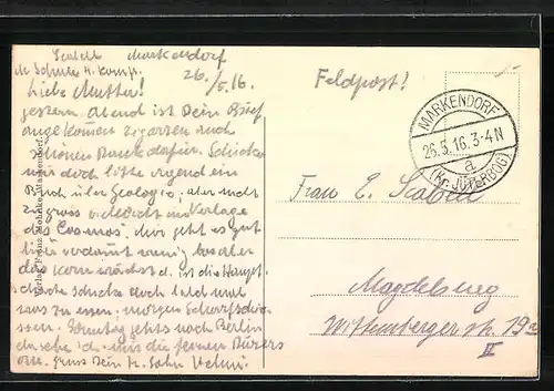 Passepartout-AK Markendorf, Barackenlager, Reichsfahne, Eichblätter und Eisernes Kreuz