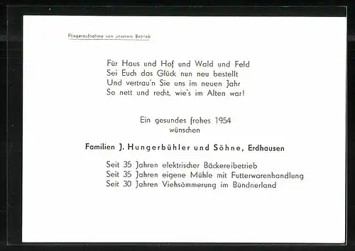 AK Erdhausen, Betrieb Familien J. Hungerbühler und Söhne vom Flugzeug aus