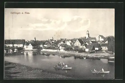 AK Oettingen / Ries, Ortspartie am Flussufer