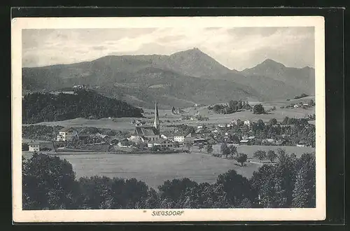 AK Siegsdorf, Ortsansicht aus der Ferne