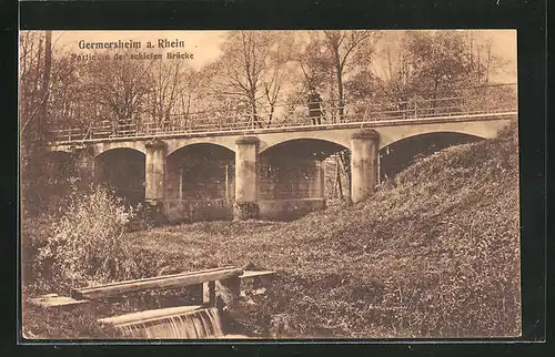 AK Germersheim a. Rhein, Partie an der schiefen Brücke