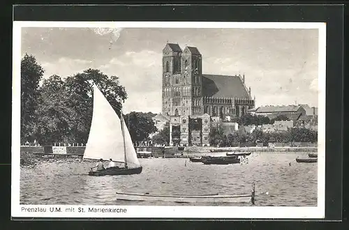 AK Prenzlau, Ortsansicht mit St. Marienkirche