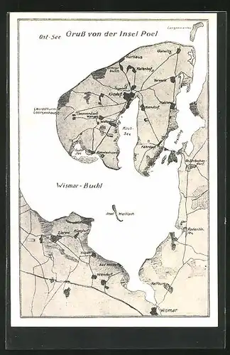 AK Insel Poel, geografische Karte der Insel