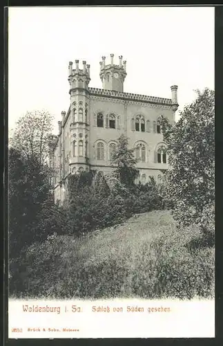 AK Waldenburg i. Sa., Schloss von Süden gesehen
