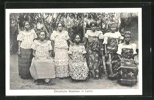 AK Lome, Einheimische christliche Mädchen, afrikanische Volkstypen