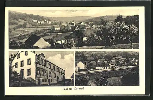 AK Saal / Ostertal, Gasthaus Jägerheim, Blick zum Bahnhof