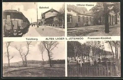 AK Jüterbog, Altes Lager, Bahnhof, Offizier-Kasino, Franzosen-Kirchhof