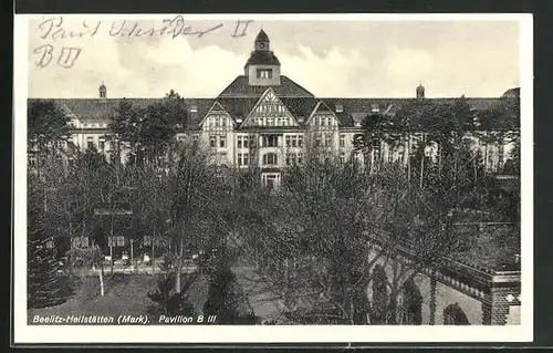 AK Beelitz / Mark, Heilstätten, Pavillon B III