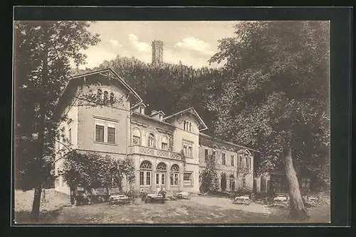 AK Rochlitz, Hotel und Pension Rochlitzer Berg mit Friedrich-August-Turm