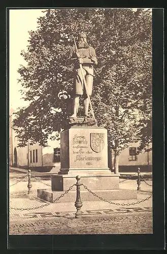 AK Marienberg i. Sa., Denkmal Heinrich des Frommen, der Gründer Marienbergs