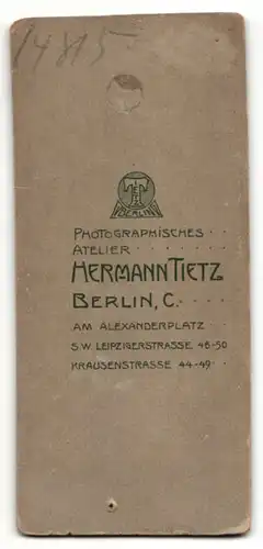 Fotografie Tietz, Berlin, Portrait eleganter junger Herr im Anzug mit Fliege