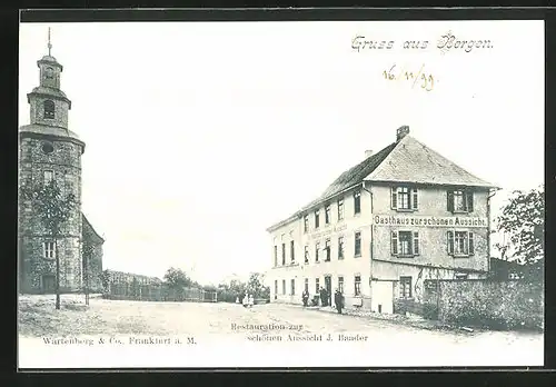 AK Frankfurt-Bergen, Gasthaus zur schönen Aussicht