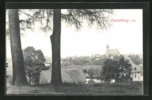 AK Marienberg i. Sa., Panoramablick von einer Anhöhe