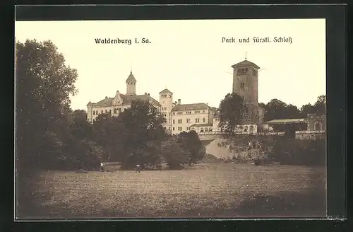 AK Waldenburg i. Sa., Park und Fürstl. Schloss