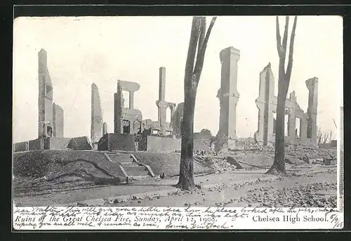 AK Chelsea, MA, High School, Ruins of the Great Fire 1908