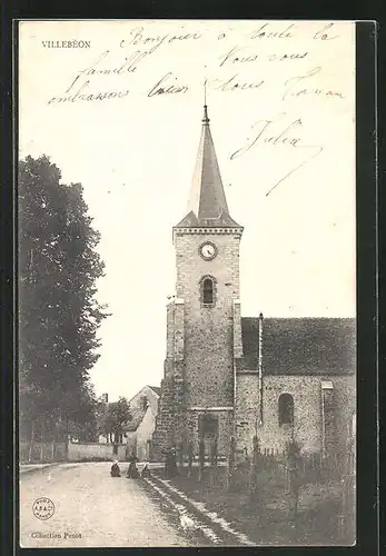 AK Villebéon, Blick auf die Kirche