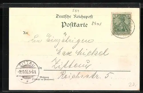 Lithographie Purschwitz, Restaurant Albertsburg, Pfarrhaus, Dorfstrasse