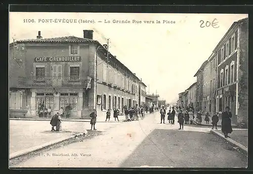 AK Pont-Éveque, Cafe Grenouillet, La Grande Rue vers la Place
