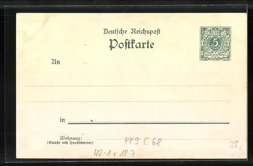 Künstler-Lithographie Leipzig, XVII. Mitteldeutsches Bundesschiessen 1898, Ganzsache PP9 C68