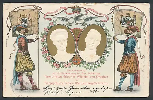 Präge-AK Ganzsache PP27D7: Vermählung des Kronprinzen Friedrich Wilhelm von Preussen mit Herzogin Cecilie
