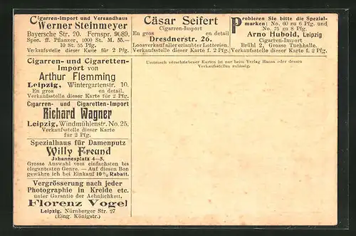 AK Ganzsache PP27G11 /02: Leipzig, Cigarren- und Cigaretten-Import von Arthur Flemming, Wintergartenstrasse 10