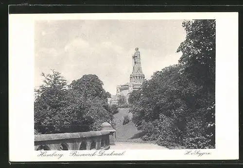 AK Hamburg, Postwertzeichen-Ausstellung 1925, Ganzsache PP81C8, Bismarck-Denkmal