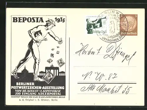 AK Berliner Postwertzeichen-Ausstellung 1935, Ganzsache