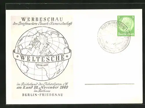 AK Berlin-Friedenau, Wrbeschau der Briefmarken-Tausch-Kameradschaft 1940, Ganzsache