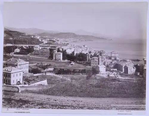 Fotografie A. Noack, Genova, Ansicht Pegli, Panorama der Ortschaft, Grossformat 27 x 21cm