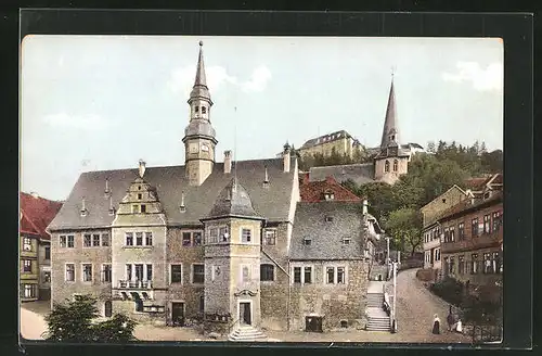 AK Blankenburg / Harz, Teilansicht mit Rathaus