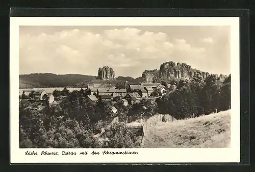 AK Ostrau, Panorama mit Schrammsteinen