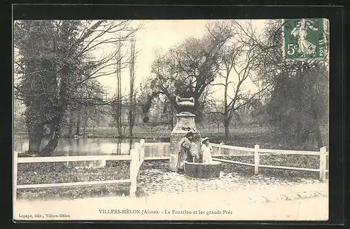 AK Villers-Helon, La Fontaine et les grands Pres