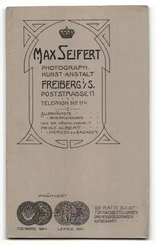 Fotografie Max Seifert, Freiberg i / S., Portrait charmanter Herr mit Krawatte im Anzug an Tisch gelehnt